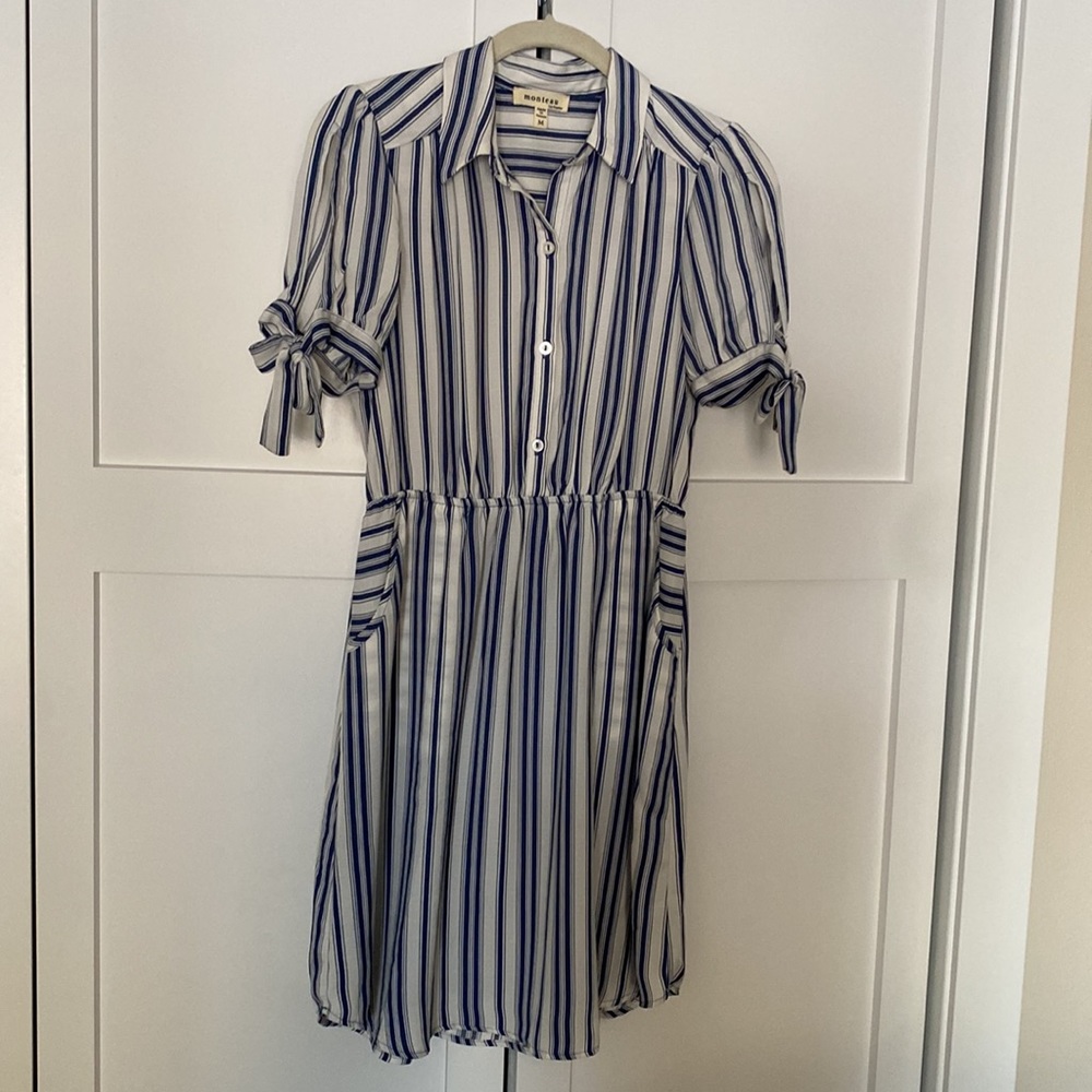 Adorable Muted Navy and White Striped Dress